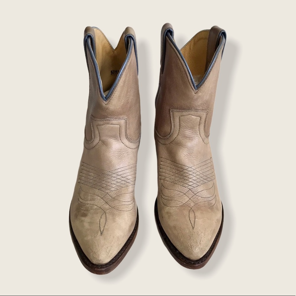 Frye Billy Pull On Taupe Leather Cowboy Short Boot - Picture 10 of 16